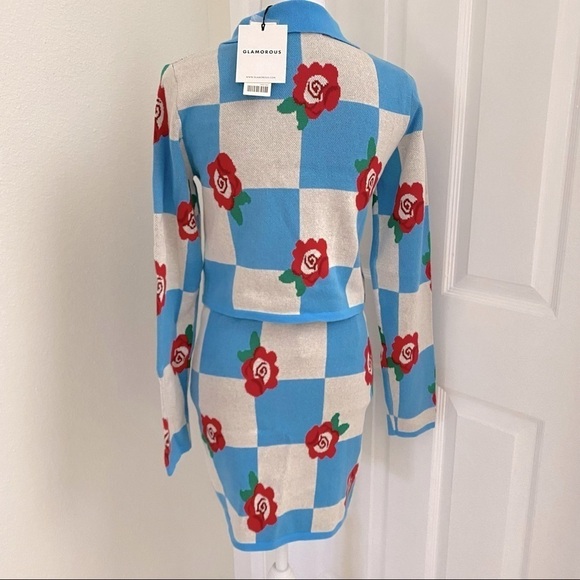 Glamorous Rose Checkerboard Top and Skirt Set Sz Med - Picture 13 of 13